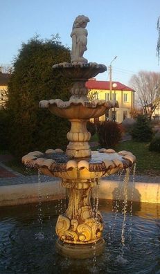 Casa Padrino Jugendstil Springbrunnen Grau Ø 100 x H. 190 cm - Prunkvoller Gartenbrun