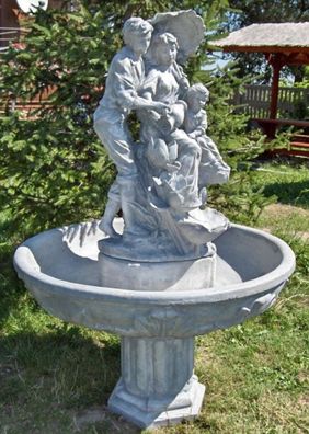 Casa Padrino Jugendstil Gartenbrunnen Grau Ø 95 x H. 164 cm - Barock & Jugendstil Gar