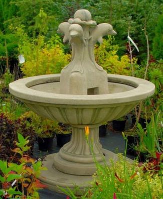 Casa Padrino Jugendstil Gartenbrunnen Grau Ø 130 x H. 145 cm - Runder Springbrunnen m