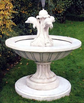 Casa Padrino Jugendstil Gartenbrunnen Weißgrau Ø 130 x H. 145 cm - Runder Springbrunn