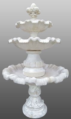 Casa Padrino Barock Gartenbrunnen mit Lilie Weiß Ø 130 x H. 209 cm - Prunkvoller Spri