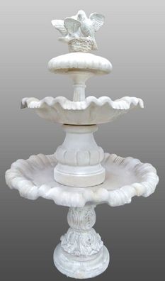 Casa Padrino Barock Gartenbrunnen / Springbrunnen mit Tauben Weiß Ø 100 x H. 210 cm