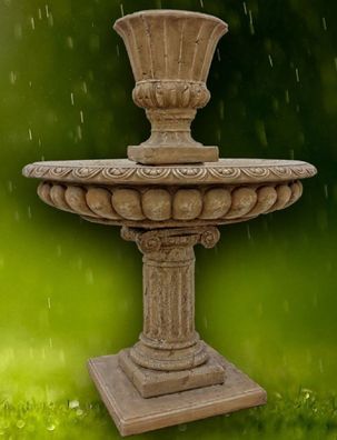Casa Padrino Barock Gartenbrunnen Dunkelgrau Ø 114 x H. 153 cm - Prunkvoller runder S