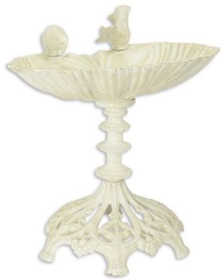 Casa Padrino Jugendstil Vogelbad mit 2 dekorativen Vögelchen Cremefarben 54 x H. 49,5