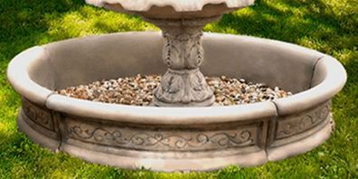 Casa Padrino Barock Springbrunnen Umrandung Grau Ø 192 x H. 36 cm - Runde Gartenbrunn