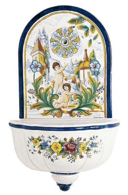 Casa Padrino Luxus Jugendstil Wandbrunnen Weiß / Mehrfarbig 62 x H. 104 cm - Handgefe