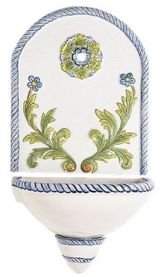 Casa Padrino Luxus Jugendstil Wandbrunnen Weiß / Mehrfarbig 50 x H. 97 cm - Handgefer