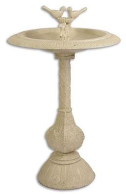 Casa Padrino Jugendstil Vogelbad mit 2 dekorativen Vögelchen Antik Weiß H. 77,5 cm