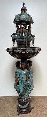 Casa Padrino Luxus Jugendstil Bronze Springbrunnen Bronzefarben / Türkis Ø 81 x H. 23