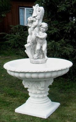 Casa Padrino Jugendstil Springbrunnen Weiß / Grau Ø 114 x H. 172 cm - Prunkvoller Gar