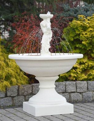 Casa Padrino Jugendstil Springbrunnen Dame Weiß Ø 102 x H. 136 cm - Prunkvoller Garte