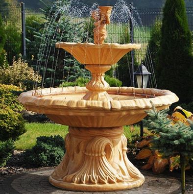 Casa Padrino Jugendstil Springbrunnen Beige Ø 155 x H. 187 cm - Prunkvoller Gartenbru
