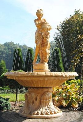 Casa Padrino Jugendstil Springbrunnen Frau mit Krug Beige Ø 155 x H. 218 cm - Prunkvo