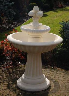 Casa Padrino Jugendstil Springbrunnen Lilie Weiß Ø 92 x H. 136 cm - Prunkvoller Garte