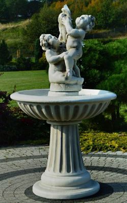Casa Padrino Jugendstil Springbrunnen Kinder mit Fisch Grau Ø 92 x H. 161 cm - Prunkv