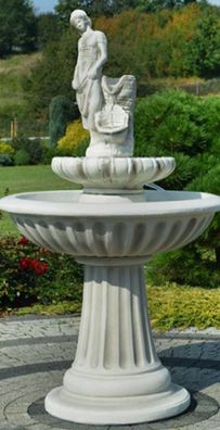 Casa Padrino Jugendstil Springbrunnen Dame Grau Ø 92 x H. 162 cm - Prunkvoller Garten