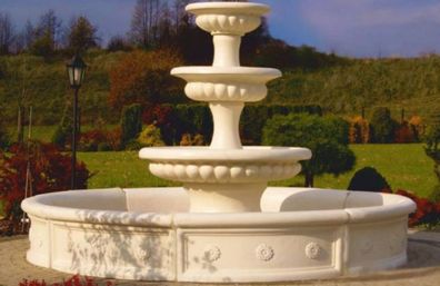 Casa Padrino Barock Garten Deko Springbrunnen Sandfarben Ø 255 x H. 171 cm - Prunkvol