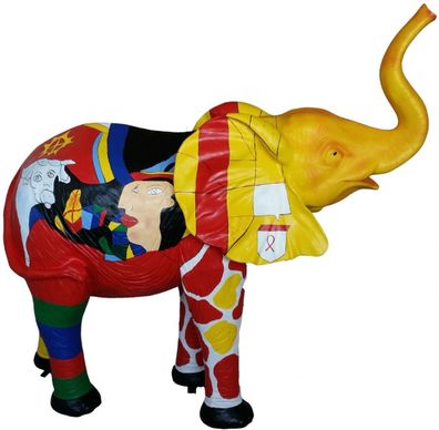 Casa Padrino Designer Dekofigur Elefant Mehrfarbig 160 x H. 160 cm - Riesige Deko Sku