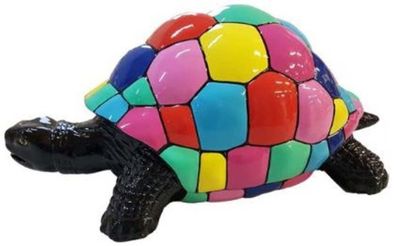 Casa Padrino Designer Dekofigur Schildkröte Schwarz / Mehrfarbig 110 x 48 x H. 45 cm