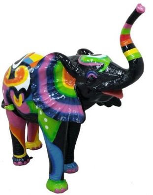Casa Padrino Designer Dekofigur Elefant Schwarz / Mehrfarbig 160 x H. 160 cm - Riesig