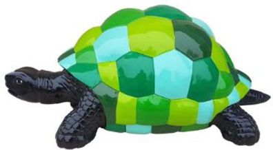 Casa Padrino Designer Dekofigur Schildkröte Schwarz / Grün / Blau 110 x 48 x H. 45 cm
