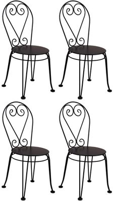 Casa Padrino Jugendstil Gartenstuhl 4er Set Schwarz 40 x 40 x H. 92 cm - Elegante Sch