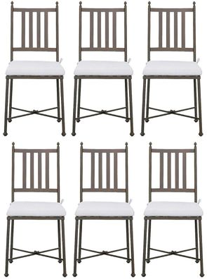 Casa Padrino Luxus Jugendstil Gartenstuhl Set mit Sitzkissen Braun / Weiß 42 x 45 x H