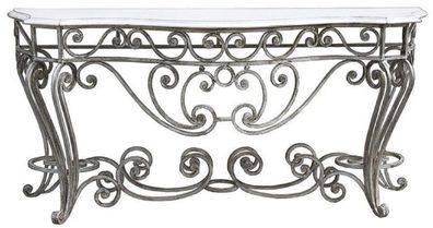 Casa Padrino Luxus Jugendstil Konsole Silber / Weiß 187 x 55 x H. 88 cm - Handgeferti