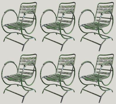 Casa Padrino Jugendstil Gartenstuhl Set Antik Grün 60 x 45 x H. 85 cm - Handgefertigt
