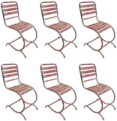Casa Padrino Jugendstil Gartenstuhl Set Antik Rot 40 x 45 x H. 92 cm - Handgefertigte