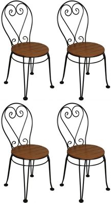 Casa Padrino Jugendstil Gartenstuhl 4er Set Braun / Schwarz 40 x 40 x H. 92 cm - Eleg