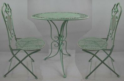 Casa Padrino Jugendstil Metall Gartenmöbel Set Antik Grün - 1 Runder Metall Garten Ti
