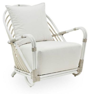 Casa Padrino Luxus Garten Lounge Sessel Weiß / Grau 66 x 80 x H. 74 cm - Wetterbestän