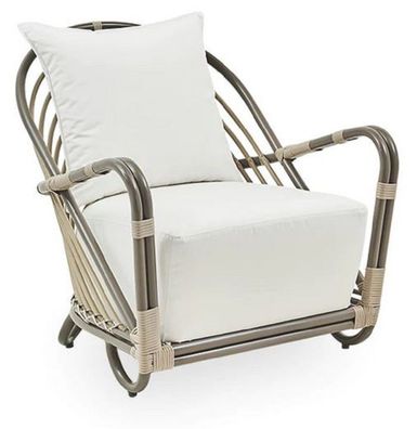 Casa Padrino Luxus Garten Lounge Sessel Mokka / Beige / Weiß 66 x 80 x H. 74 cm - Wet
