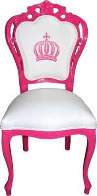 Pompöös by Casa Padrino Luxus Barock Esszimmerstuhl Pink / Weiss - Pompööser Barock S