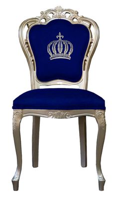 Pompöös by Casa Padrino Luxus Barock Esszimmerstuhl Blau / Gold - Pompööser Barock St