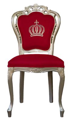 Pompöös by Casa Padrino Luxus Barock Esszimmerstuhl Rot / Gold - Pompööser Barock Stu