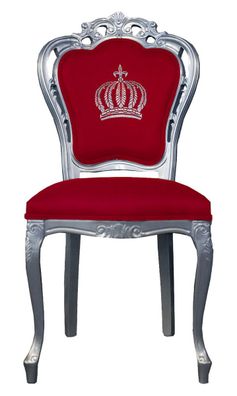 Pompöös by Casa Padrino Luxus Barock Esszimmerstuhl Rot / Silber - Pompööser Barock S