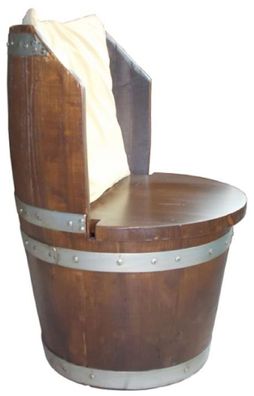 Casa Padrino Luxus Fass Stuhl Braun / Silber Ø 50 x H. 75 cm - Massivholz Weinfass St