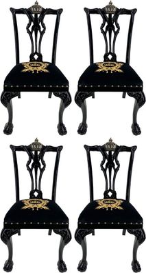 Pompöös by Casa Padrino Luxus Barock Esszimmerstühle Schwarz / Gold - Pompööse Barock