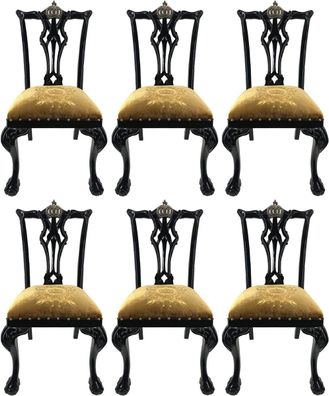 Pompöös by Casa Padrino Luxus Barock Esszimmerstühle Gold / Schwarz - Pompööse Barock