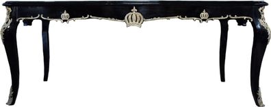 Pompöös by Casa Padrino Barock Esstisch mit Glasplatte Schwarz / Gold