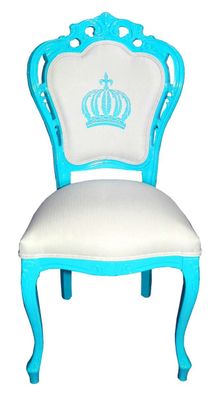 Pompöös by Casa Padrino Luxus Barock Esszimmerstuhl Türkis / Weiss - Pompööser Barock