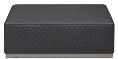 Casa Padrino Luxus Leder Hocker / Fußhocker Grau 89 x 89 x H. 30 cm - Wohnzimmer Möbe