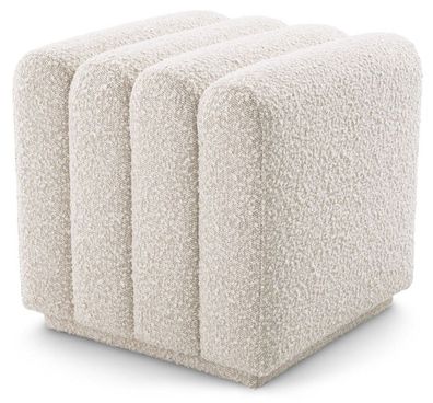 Casa Padrino Luxus Hocker Cremefarben 47 x 46 x H. 46 cm - Gepolsterter Wohnzimmer Si