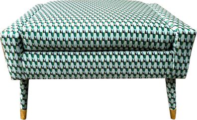 Casa Padrino Luxus Fußhocker Grün / Gold 76 x 62 x H. 46 cm - Wohnzimmer Hocker im Ne