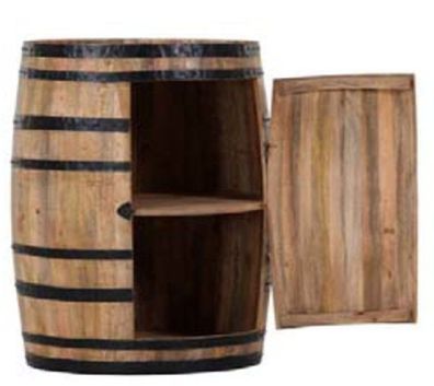 Casa Padrino Bar Schrank Weinschrank Bartisch aus Mango Massivholz - Holzfaß Weinfaß