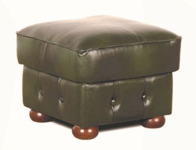 Casa Padrino Chesterfield Echtleder Hocker Dunkelgrün 50 x 50 x H. 54 cm - Wohnzimmer