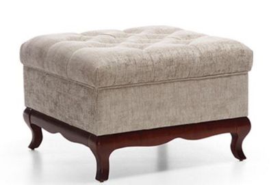 Casa Padrino Luxus Art Deco Chesterfield Wohnzimmer Hocker Greige / Dunkelbraun 70 x