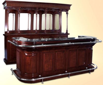 Casa Padrino Luxus Cocktail Bar mit Marmorplatte Dunkelbraun / Schwarz / Silber 279,4